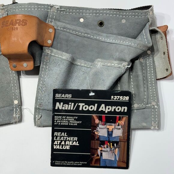 NWT Vintage Sears Nail Tool Apron Utility Belt Leather Made in Mexico #937528